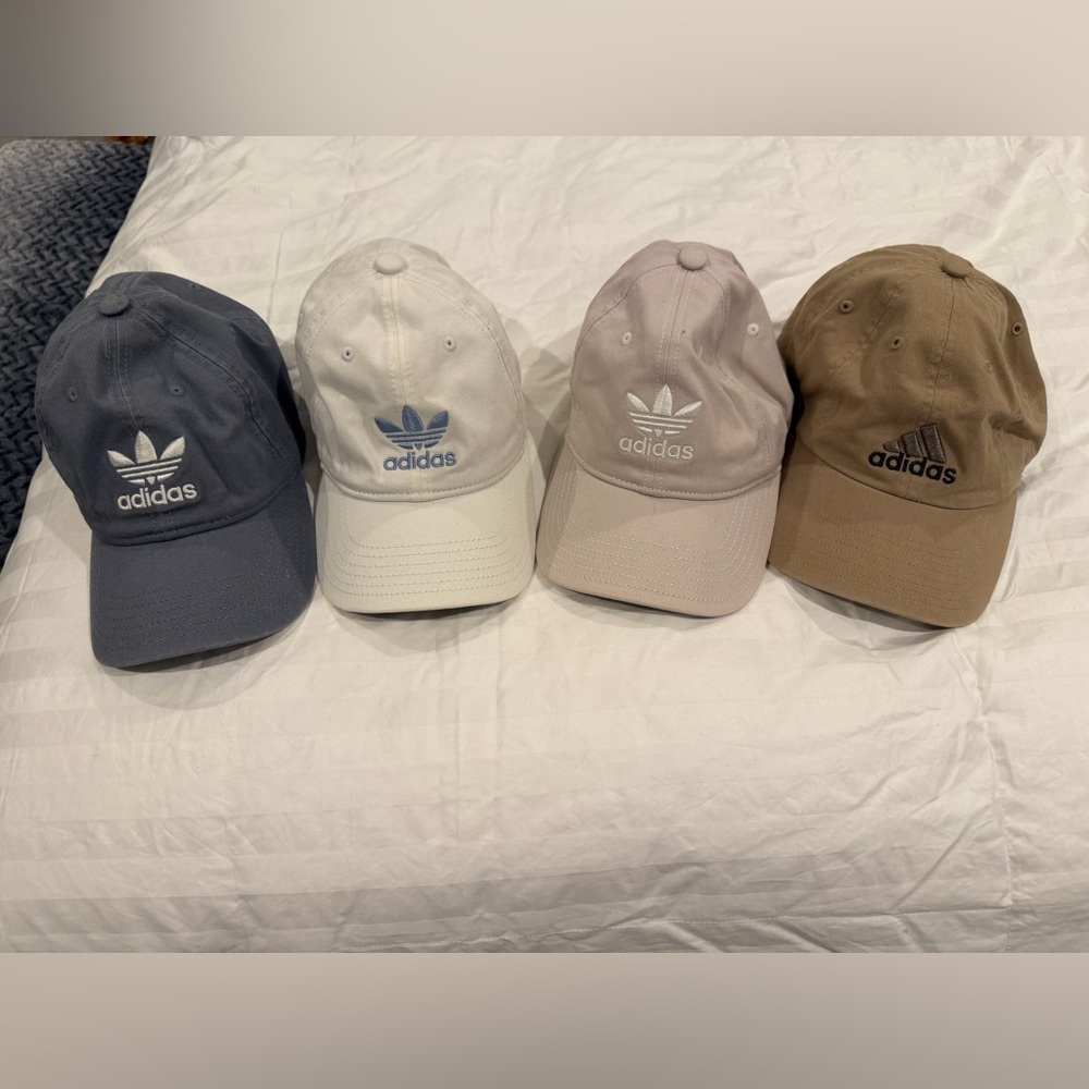 Adidas Classic Caps in Blue, White, Cream, and Tan